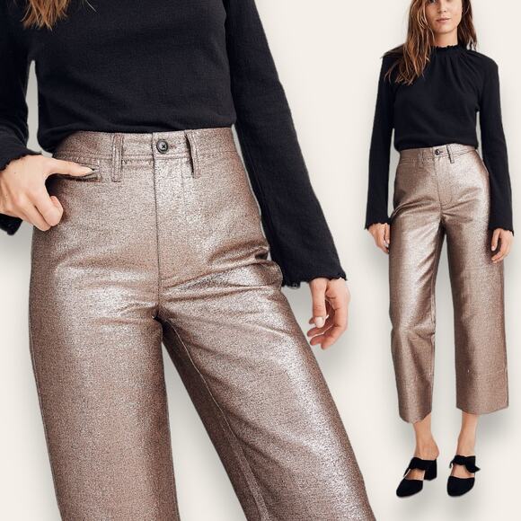 Madewell Pants - NWT MADEWELL JEANS PANTS 26 ROSEGOLD HOLIDAYS FESTIVE PREPPY CHRISTMAS
